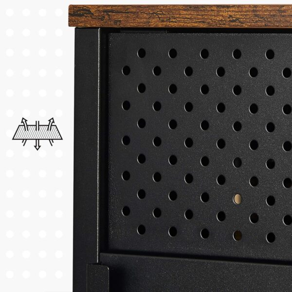 SONGMICS Comoda TV 120x40x55 cm, 3 rafturi reglabile, 2 usi, stil vintage, PAL si otel, maro-negru mat - imagine 6