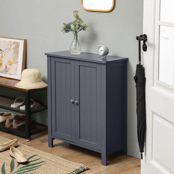 VASAGLE Dulap baie pe picioare cu 2 rafturi reglabile, din MDF, 30x60x80 cm, gri - imagine 7