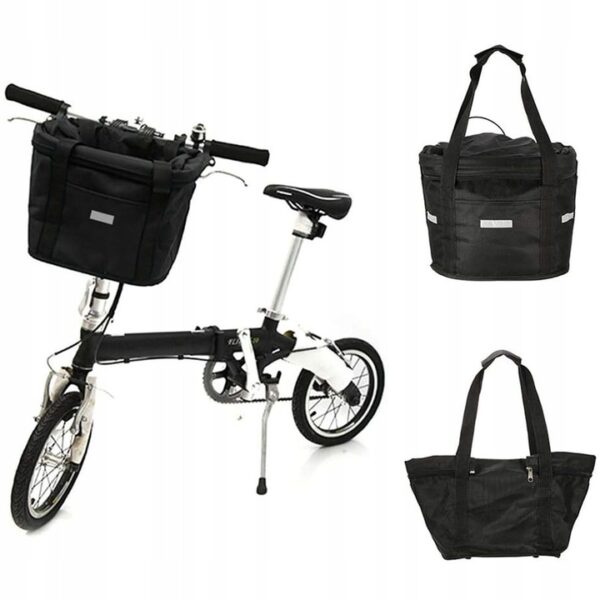 Cos bicicleta fata 34x24x25 cm, aluminiu si material textil, sistem click, cu husa ploaie, negru - imagine 11