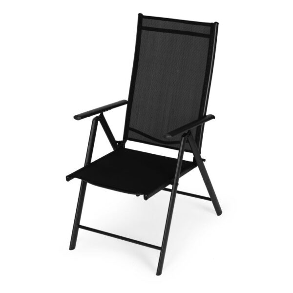 Set 4 scaune gradina 70x57x106 cm, pliante cu spatar reglabil 7 pozitii, structura otel si textilena, negru - imagine 7