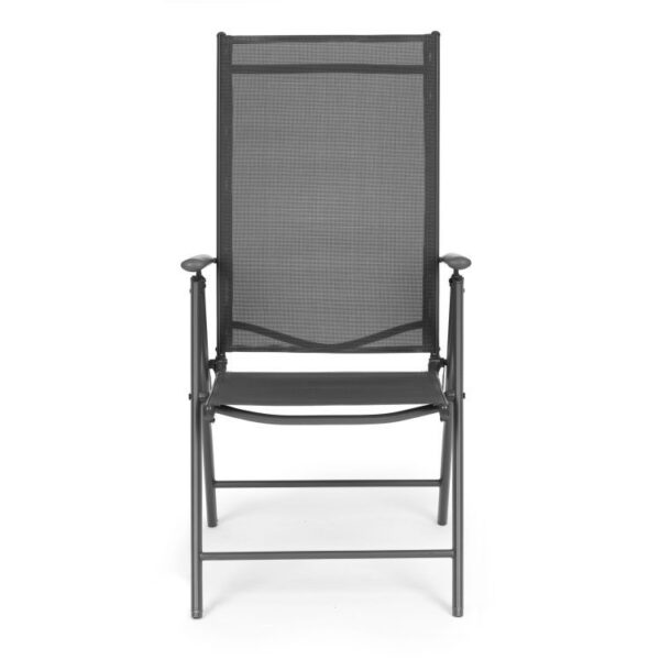 Set 4 scaune gradina 70x57x106 cm, pliante cu spatar reglabil 7 pozitii, structura otel si textilena, gri - imagine 7