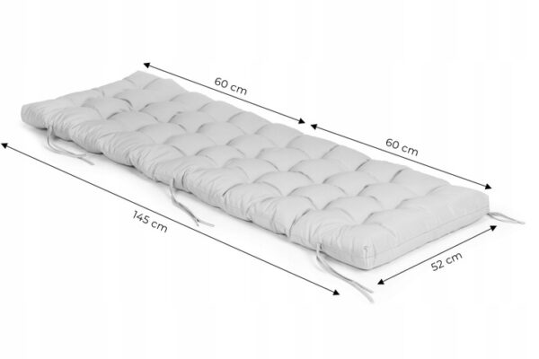 Sezlong pliabil 155x60x83 cm, 2 in 1 leagan extensibil, spatar reglabil, cadru metalic si perna impermeabila, gri - imagine 7