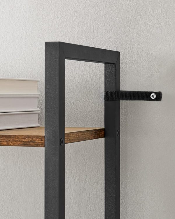 VASAGLE Biblioteca 60x24x186 cm, 6 rafturi, stil industrial, PAL si otel, maro rustic-negru - imagine 8