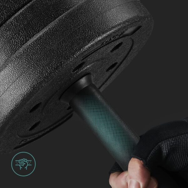 SONGMICS set gantere reglabile 2 in 1, 20 kg, cu bara extensie pentru haltera, discuri cu umplutura beton, negru - imagine 8