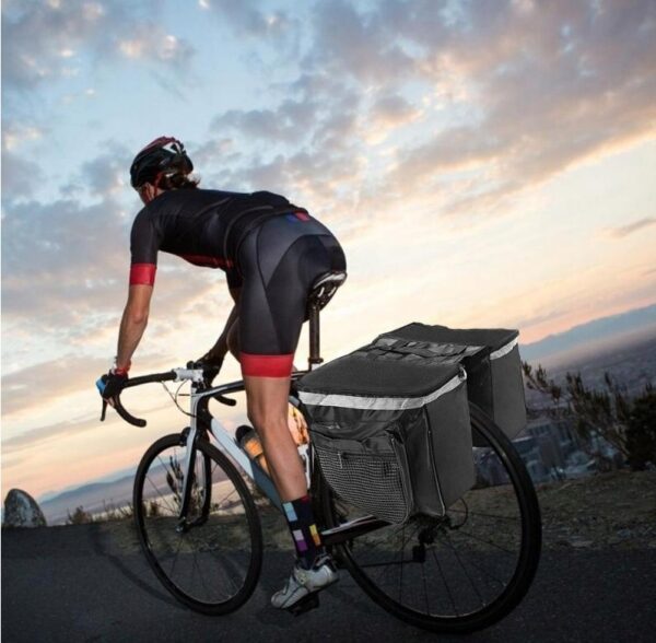 Geanta bicicleta spate 34x12x32 cm, 20L, poliester impermeabil, prindere pe portbagaj, negru - imagine 7