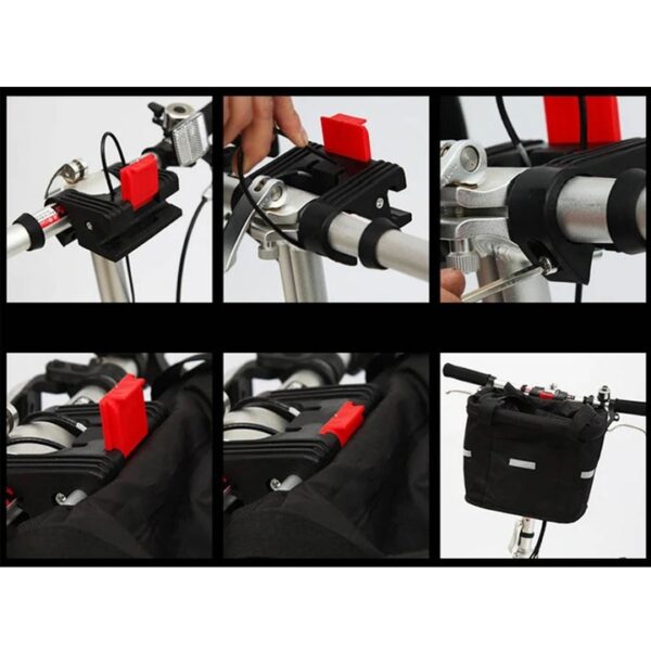 Cos bicicleta fata 34x24x25 cm, aluminiu si material textil, sistem click, cu husa ploaie, negru - imagine 10
