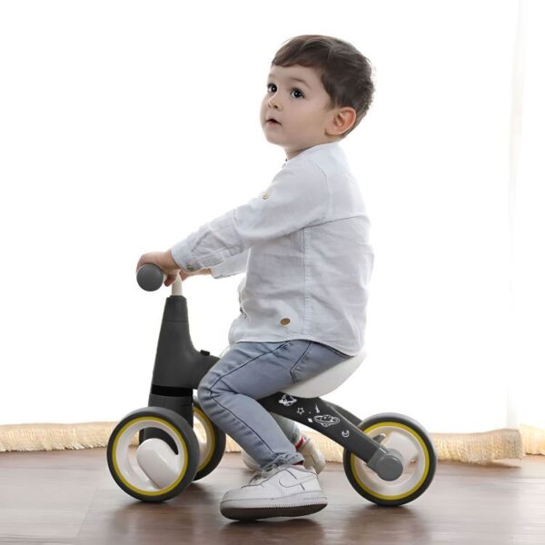 Mini bicicleta fara pedale, triciclu copii cu roti EVA, 50x22x39 cm, negru - imagine 8