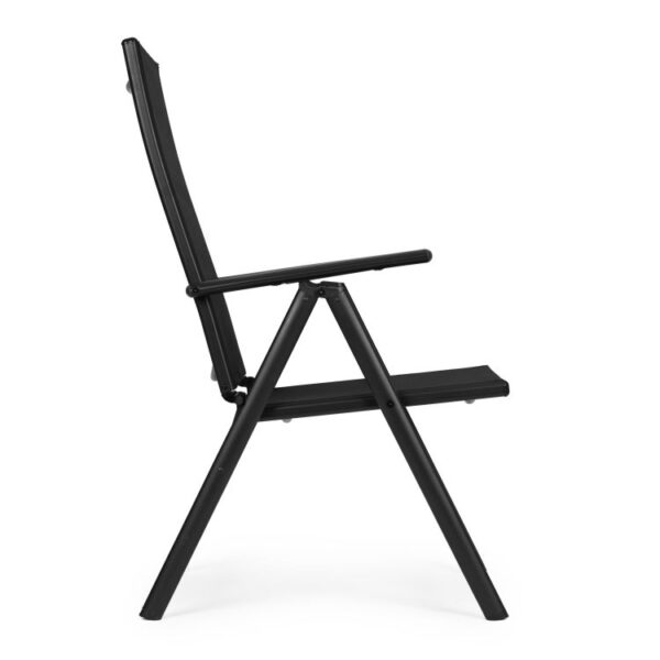 Set 4 scaune gradina 70x57x106 cm, pliante cu spatar reglabil 7 pozitii, structura otel si textilena, negru - imagine 8
