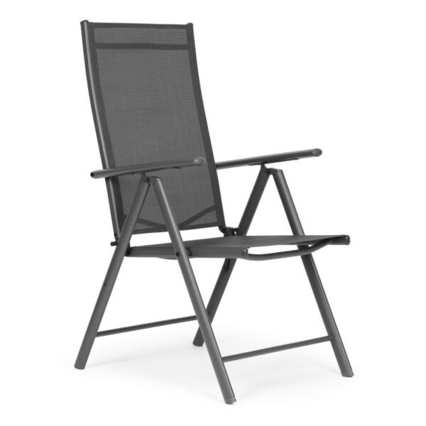 Set 4 scaune gradina 70x57x106 cm, pliante cu spatar reglabil 7 pozitii, structura otel si textilena, gri - imagine 8