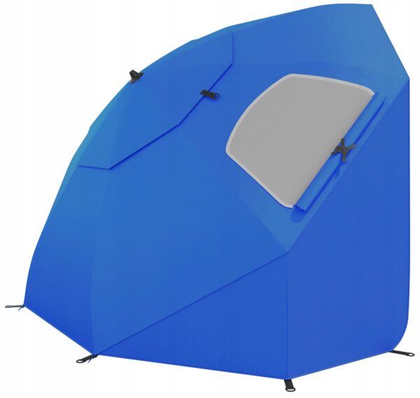 Umbrela plaja 3in1 215x205 cm, cu paravan lateral, fereastra si husa transport, material UV, albastru - imagine 9