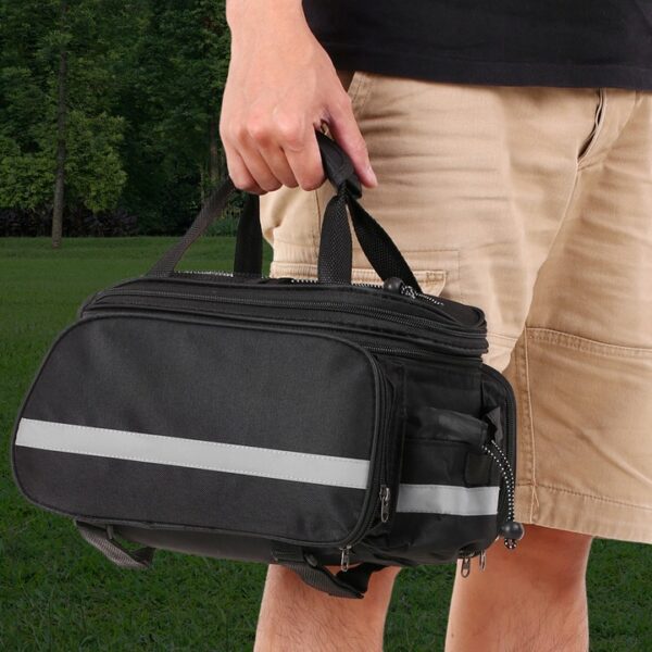 Geanta bicicleta spate 32x17x28 cm, 30L, extensibila, poliester impermeabil, cu elemente reflectorizante, negru - imagine 9