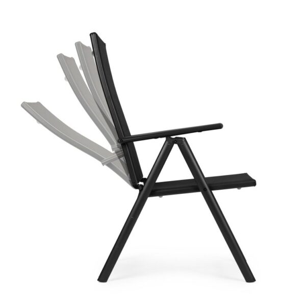 Set 4 scaune gradina 70x57x106 cm, pliante cu spatar reglabil 7 pozitii, structura otel si textilena, negru - imagine 9