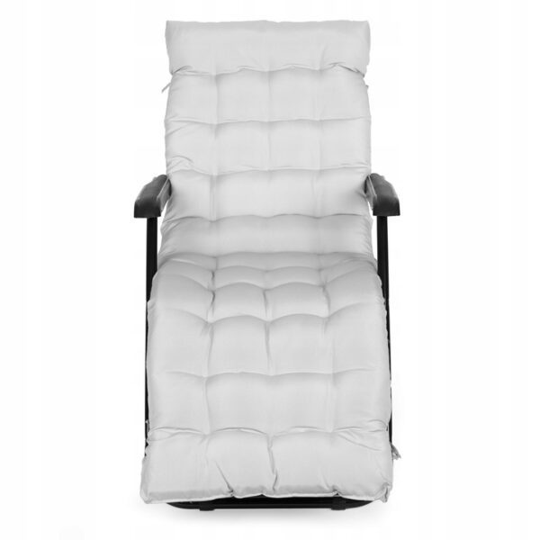 Sezlong pliabil 155x60x83 cm, 2 in 1 leagan extensibil, spatar reglabil, cadru metalic si perna impermeabila, gri - imagine 9