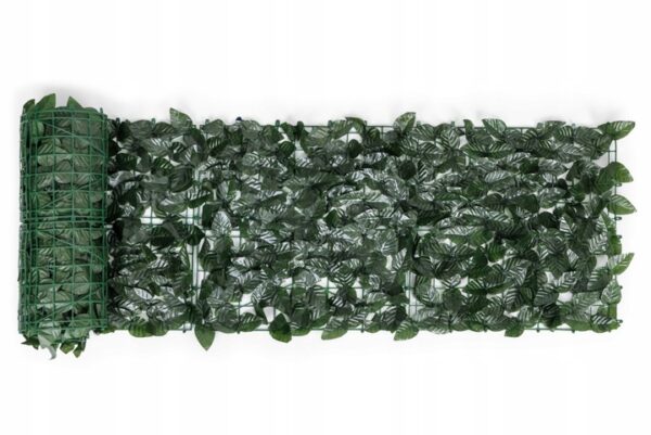 Gard artificial decorativ 50x500 cm, frunze ornamentale, protectie UV si intemperii, plastic PVC, verde inchis - imagine 8