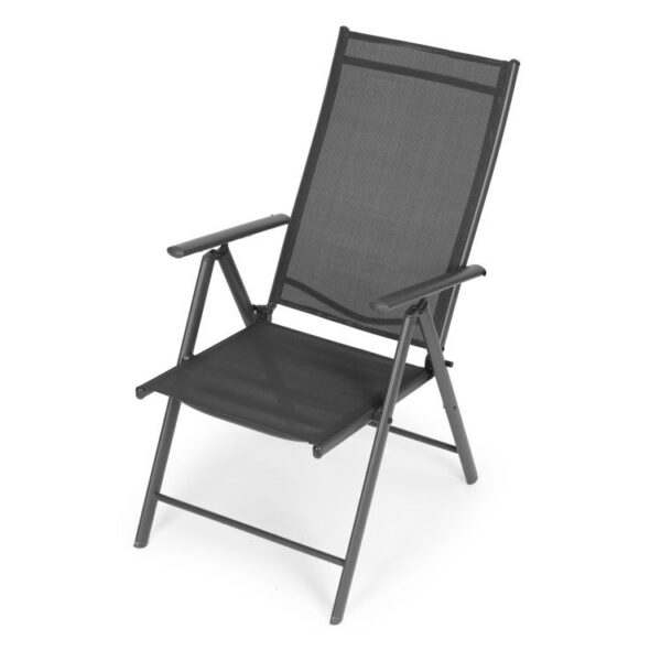 Set 4 scaune gradina 70x57x106 cm, pliante cu spatar reglabil 7 pozitii, structura otel si textilena, gri - imagine 9