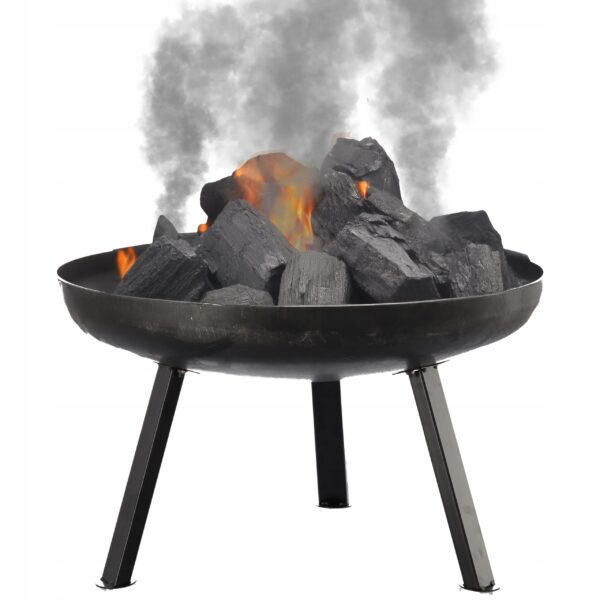 Semineu de gradina 60x36 cm, otel gros 2 mm, cu picioare detasabile, rezistent la temperaturi inalte, negru - imagine 2