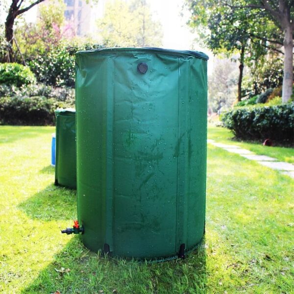 Rezervor apa pluviala 1000 L, pliabil 100x125 cm, cu robinet, filtru si capac cu fermoar, PVC rezistent UV, verde - imagine 8