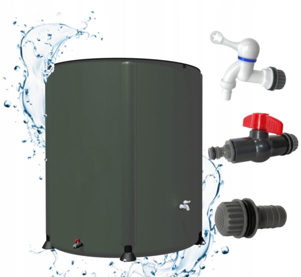 Rezervor apa pluviala 1000 L, pliabil 100x125 cm, cu robinet, filtru si capac cu fermoar, PVC rezistent UV, verde - imagine 9