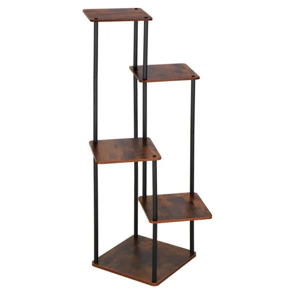 Suport pentru flori, 106x58 cm, negru/maro deschis – 5 rafturi, structura metalica, design modern - imagine 4