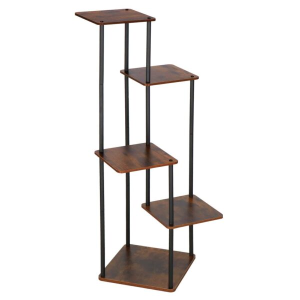 Suport pentru flori, 106x58 cm, negru/maro deschis – 5 rafturi, structura metalica, design modern - imagine 5