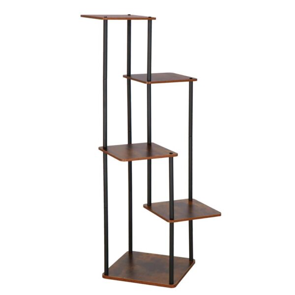 Suport pentru flori, 106x58 cm, negru/maro deschis – 5 rafturi, structura metalica, design modern - imagine 6