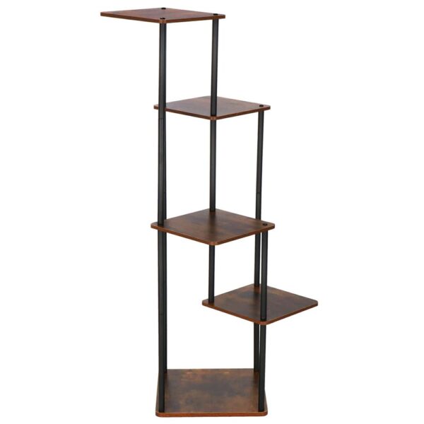Suport pentru flori, 106x58 cm, negru/maro deschis – 5 rafturi, structura metalica, design modern - imagine 8