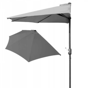 Umbrela balcon 270x250 cm, montaj pe perete, cu manivela si husa impermeabila, poliester 180g/mp, gri