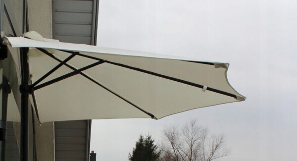 Umbrela balcon 270x250 cm, montaj pe perete, cu manivela si husa impermeabila, poliester 180g/mp, gri - imagine 3