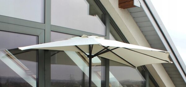 Umbrela balcon 270x250 cm, montaj pe perete, cu manivela si husa impermeabila, poliester 180g/mp, gri - imagine 5