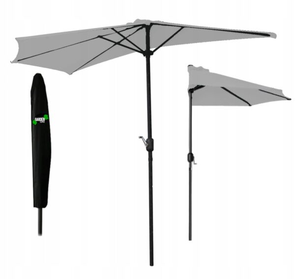 Umbrela balcon 270x250 cm, montaj pe perete, cu manivela si husa impermeabila, poliester 180g/mp, gri - imagine 9