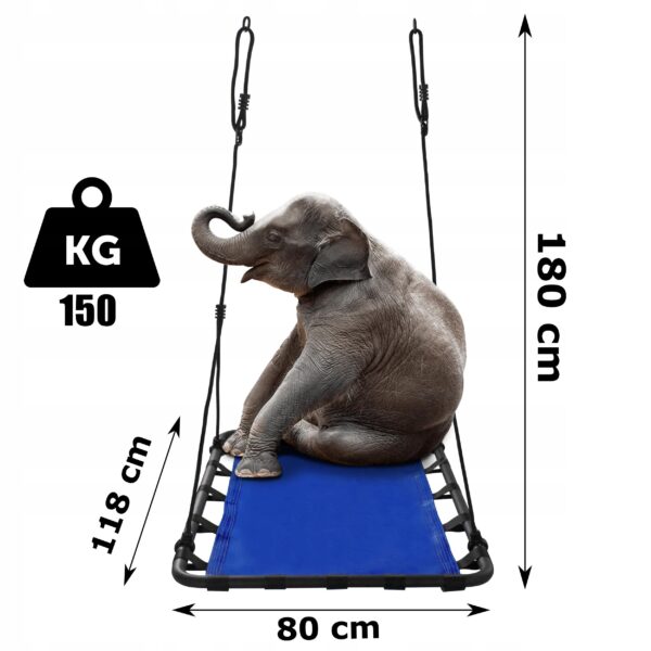 Leagan tip hamac 120x80 cm, cu rama metalica si prindere dubla, pentru gradina sau terasa, albastru - imagine 4