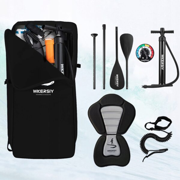 Set SUP gonflabil, 340x82x15 cm, albastru – stand-up paddle, 180 kg, scaun caiac si accesorii - imagine 5
