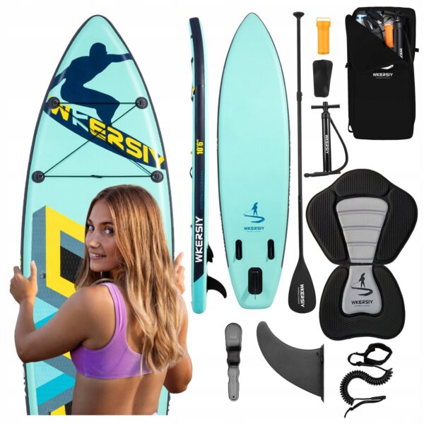 Set SUP gonflabil, 340x82x15 cm, albastru – stand-up paddle, 180 kg, scaun caiac si accesorii - imagine 9