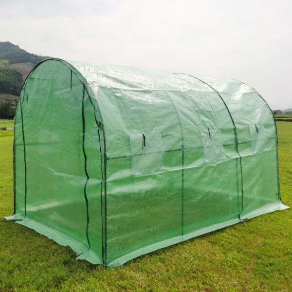 Sera gradina 300x200x200 cm, 6 ferestre, usa cu fermoar, folie PE 130g/m², verde - imagine 3
