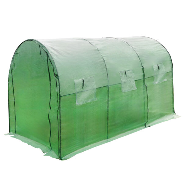 Sera gradina 300x200x200 cm, 6 ferestre, usa cu fermoar, folie PE 130g/m², verde