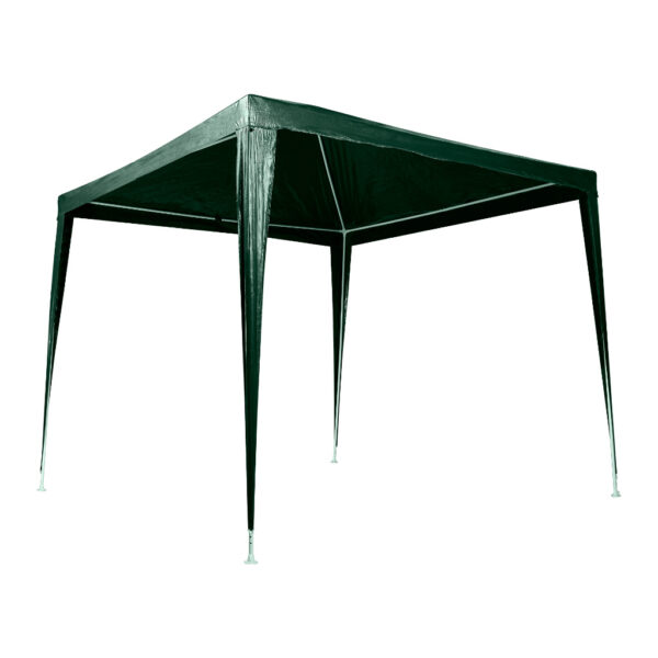 Pavilion gradina 250x250x255 cm, structura metalica cu 4 picioare, acoperis PE 90g/mp, verde - imagine 2