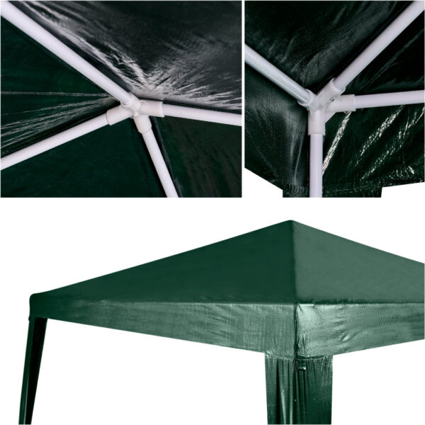 Pavilion gradina 250x250x255 cm, structura metalica cu 4 picioare, acoperis PE 90g/mp, verde - imagine 6