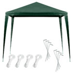 Pavilion gradina 250x250x255 cm, structura metalica cu 4 picioare, acoperis PE 90g/mp, verde