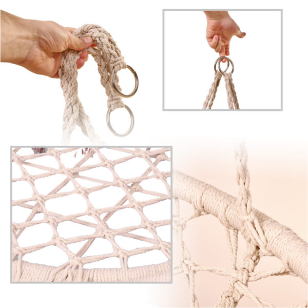 Scaun rotund tip leagan suspendat cu perna Confort Plus, casa sau gradina, ecru - imagine 2