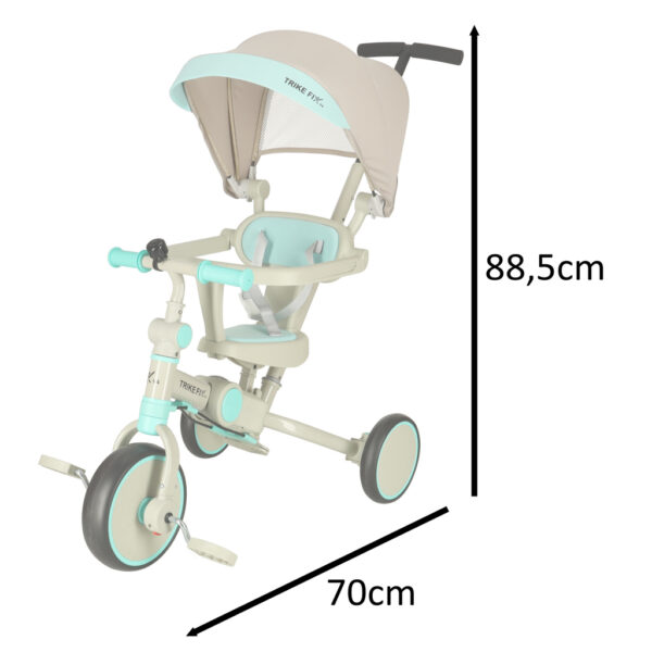Tricicleta copii 6in1, 70x31x89 cm, cu ghidon reglabil, sezut cu spatar si copertina, cadru metalic, albastru-gri - imagine 2