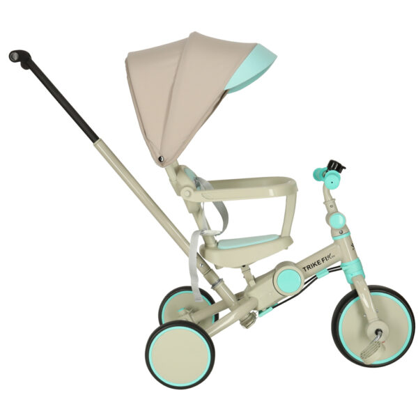 Tricicleta copii 6in1, 70x31x89 cm, cu ghidon reglabil, sezut cu spatar si copertina, cadru metalic, albastru-gri - imagine 12