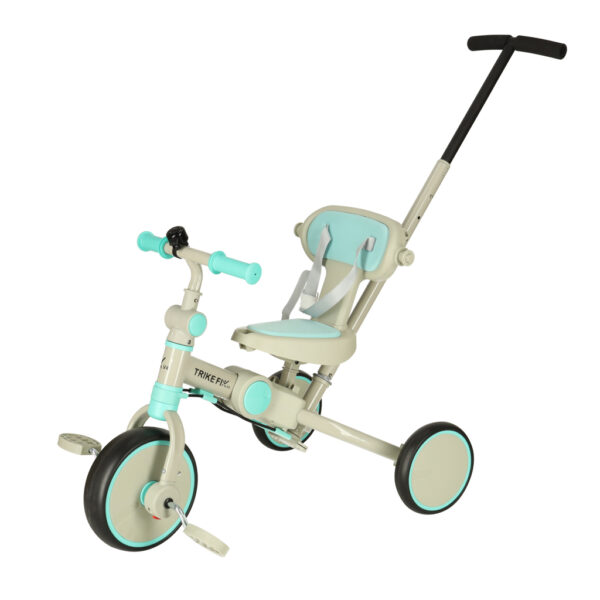 Tricicleta copii 6in1, 70x31x89 cm, cu ghidon reglabil, sezut cu spatar si copertina, cadru metalic, albastru-gri - imagine 9