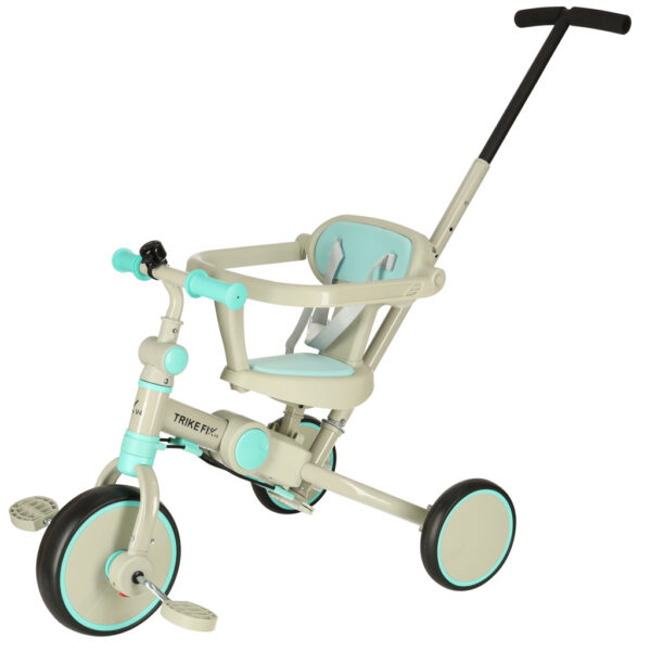 Tricicleta copii 6in1, 70x31x89 cm, cu ghidon reglabil, sezut cu spatar si copertina, cadru metalic, albastru-gri - imagine 10