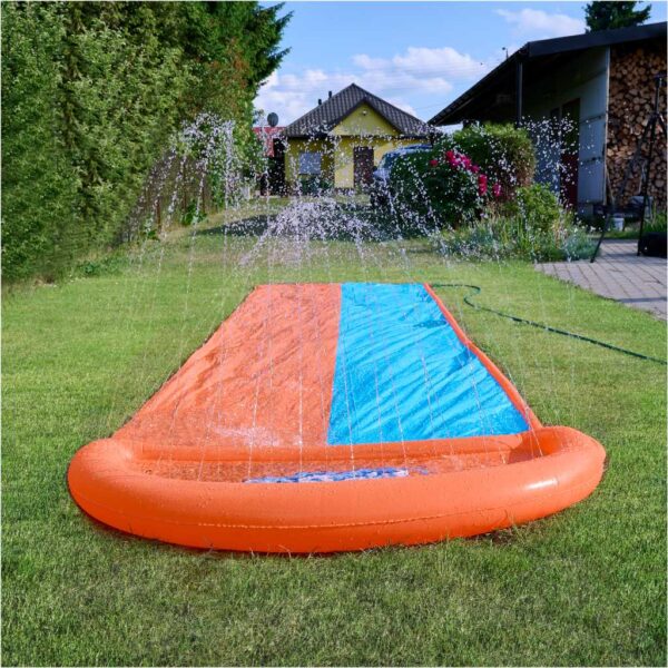 Tobogan cu apa dublu, 488 cm – conectare la furtun, distractie pentru 2 copii - imagine 3