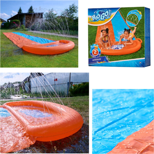 Tobogan cu apa dublu, 488 cm – conectare la furtun, distractie pentru 2 copii - imagine 7