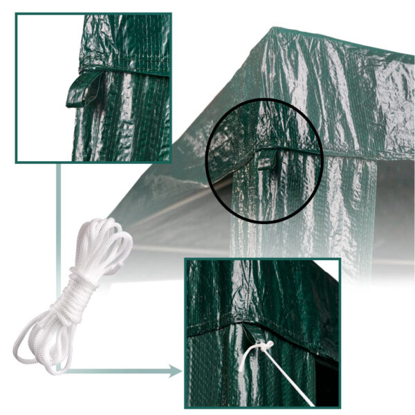 Pavilion gradina 200x200x240 cm, structura metalica, acoperis PE 90g/mp, verde - imagine 3