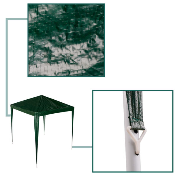 Pavilion gradina 200x200x240 cm, structura metalica, acoperis PE 90g/mp, verde - imagine 4
