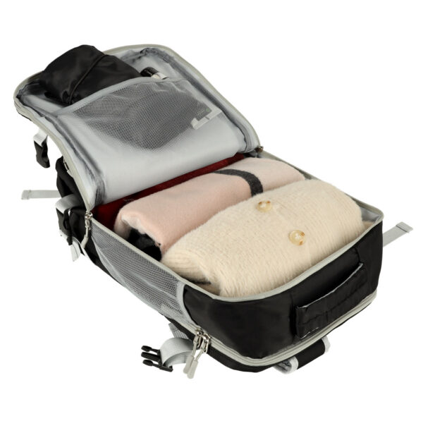 Rucsac de calatorie, 45x28x16 cm, negru – impermeabil, compatibil pentru companii aeriene low cost - imagine 6