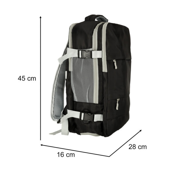 Rucsac de calatorie, 45x28x16 cm, negru – impermeabil, compatibil pentru companii aeriene low cost - imagine 5