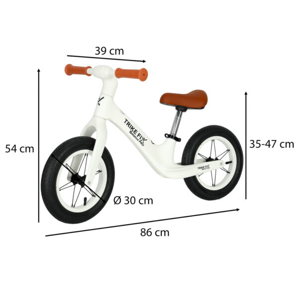 Bicicleta fara pedale Balance PRO 86x39x54 cm, cadru otel, roti gonflabile 30 cm, reglabila, alb - imagine 2